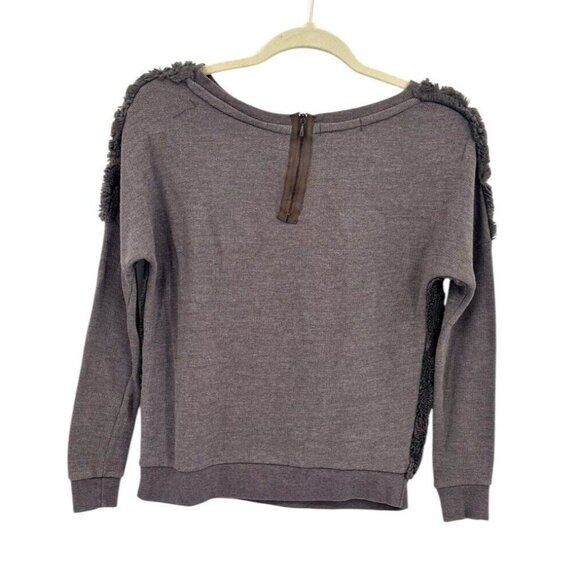 Bershka Collection Womens Faux Fur Knit Sweater Size Small Top Gray Pullover - Picture 6 of 7